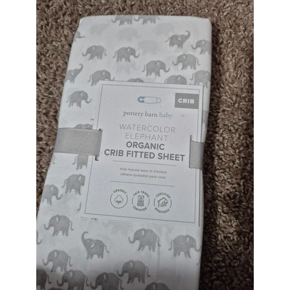 Pottery barn baby fitted crib sheet watercolor elephant